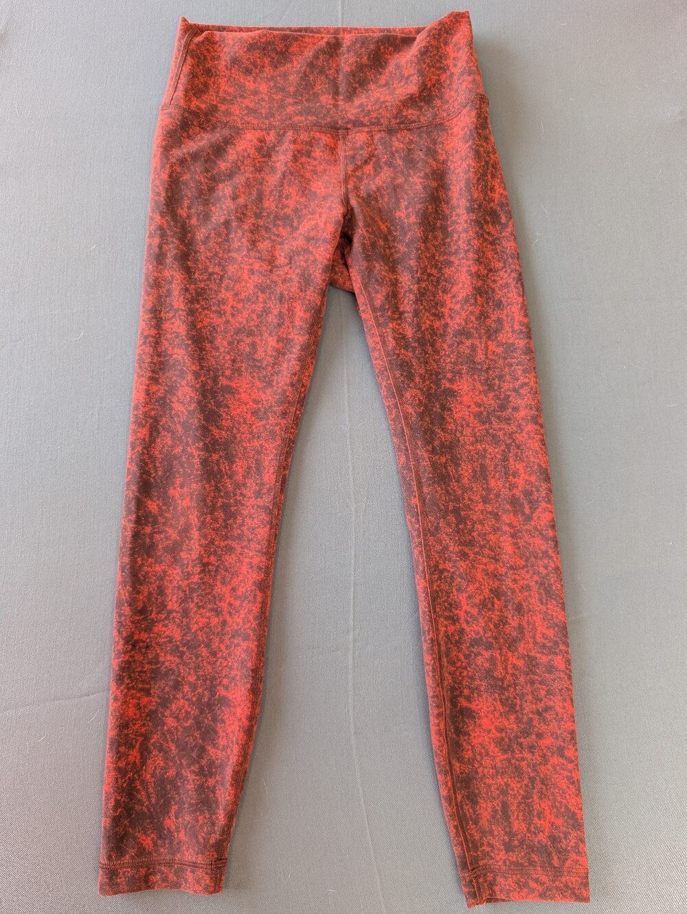 Lululemon Wunder Train Sz 8 High Rise Leggings Autumn Red Black Denim Wash